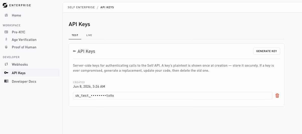 Test API key